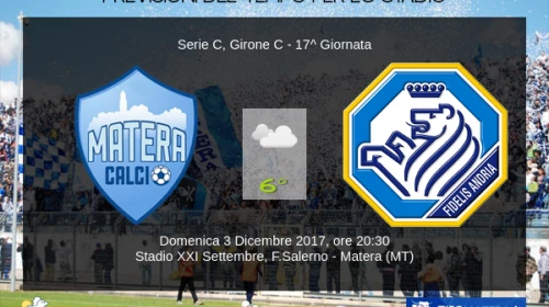CALCIO - Il Meteo per Matera vs Fidelis Andria del 3 Dicembre 2017